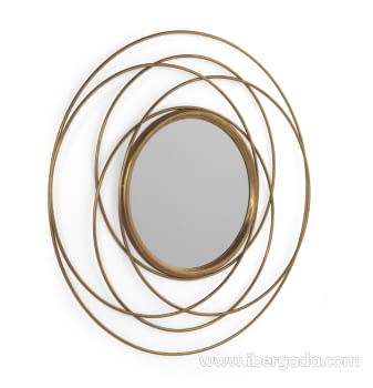 Espejo Metal Redondo Oro Envejecido (90x90)