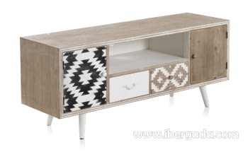 Mueble TV Carlton Madera Natural 2 Cajones 2 Puertas 1 Hueco (135x40x56)