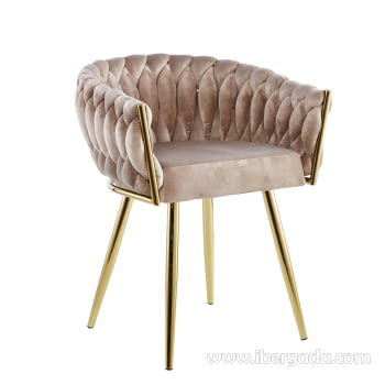 Silla Alana Acero Dorado/Beige (62x60x75)