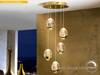 Colgante Rocio 5L Oro LED Dimable